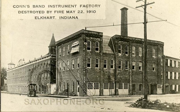 Conn's Band Instrument Factory Destroyed by Fire May 22, 1910-Elkhart, Indiana